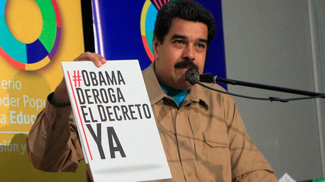 Nicolás Maduro ordenó firmar en contra del decreto del entonces presidente Barack Obama en 2015. Foto: Infobae.