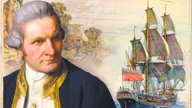 James Cook realizó su primera expedición alrededor del mundo con el Endeavour. Composición: The Australian.