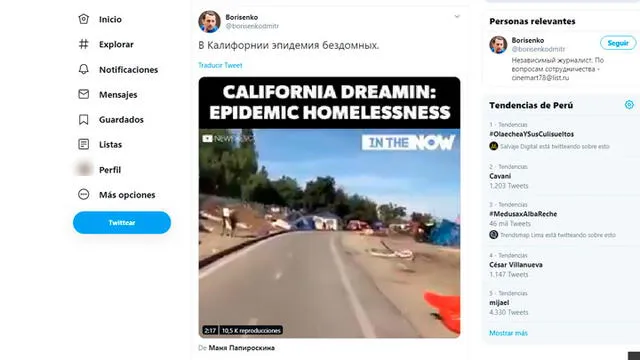 Video titulado como "epidemia de personas sin hogar"