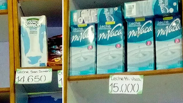 La leche puede costar hasta 15 000 en un supermercado del estado de Anzoátegui, Venezuela.
