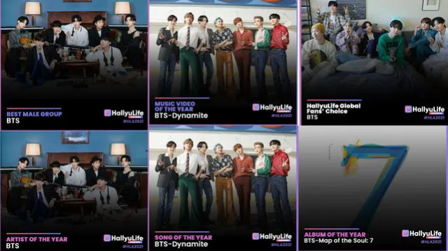 Categorías ganadas por BTS en los HallyuLife Awards. Foto: AMG