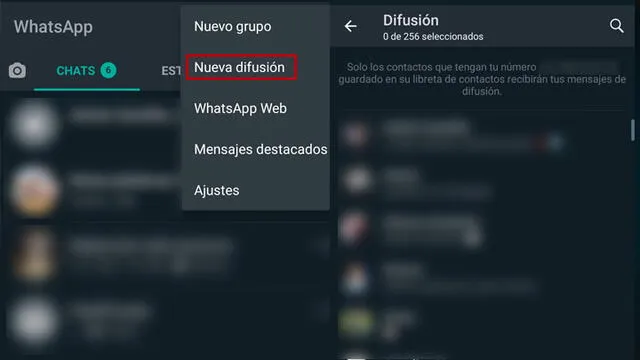 Listas de difusión de WhatsApp