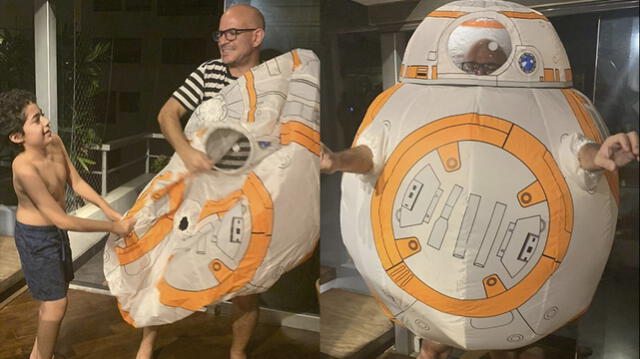 Ricardo Morán se disfraza como BB-8, personaje de Star Wars.