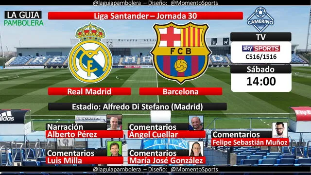 Real Madrid vs. Barcelona vía Sky Sports. Foto: La Guía Pambolera/Twitter