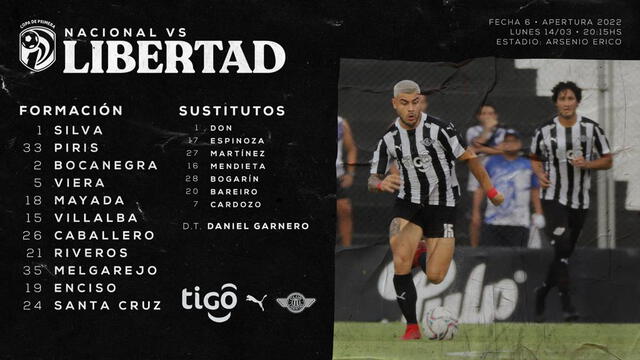 El 11 de Libertad para enfrentarse a Nacional de Asunción. Foto: Twitter @Libertad_Guma