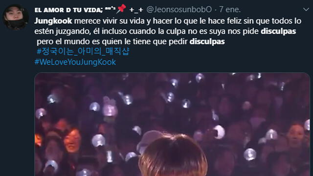 Fans se pronuncian tras disculpas de Jungkook. Fans se pronuncian tras disculpas de Jungkook.