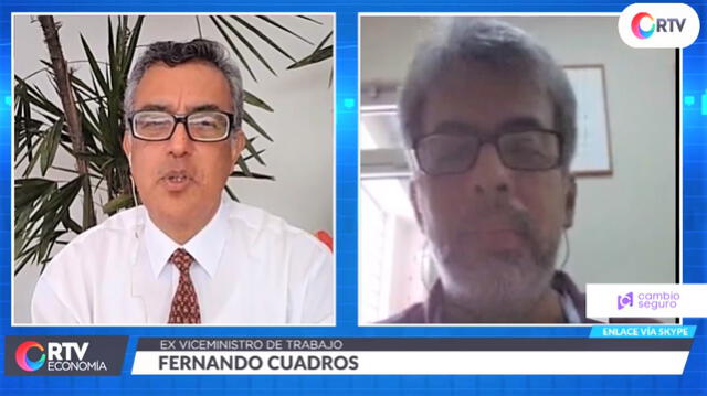 Viceministro Fernando Cuadros, en entrevista con RTV Economía, conducido por Rumi Cevallos. Foto: Captura.