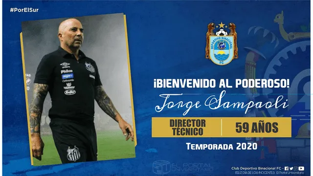 Jorge Sampaoli no será técnico de Deportivo Binacional.