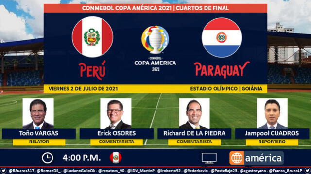 Perú vs Paraguay por América TV. Foto: Puntaje Ideal PE/Twitter