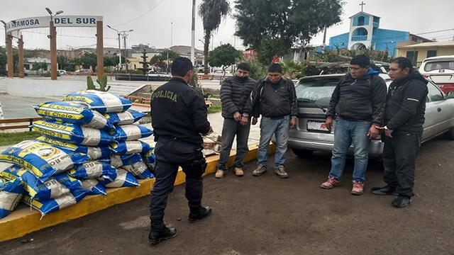Desarticulan banda criminal y recuperan 26 sacos de arroz en Arequipa
