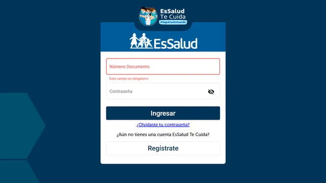 Plataforma de EsSalud para actualizar los datos de asegurados.