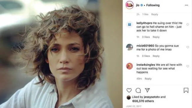 La publicación en Instagram de Jennifer Lopez que generó la demanda. Hoy la foto ya ha sido borrada.