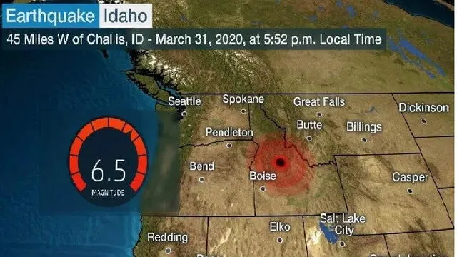Sismo de magnitud 6.5 que se registó en Idaho en marzo de este año. Foto: Difusión.
