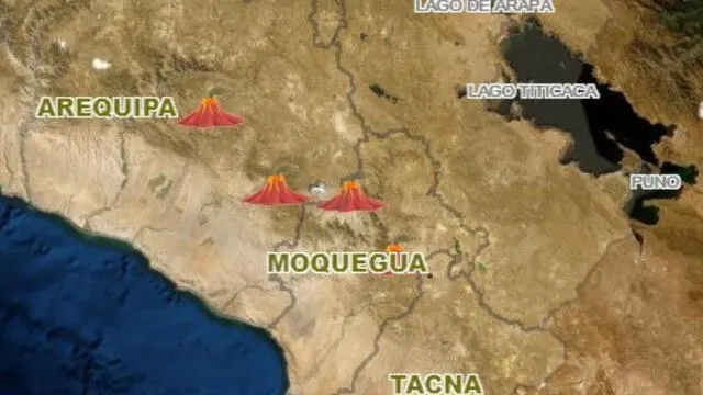 Cuatro volcanes muestran actividad. Captura de la plataforma del Ingemmet, Perú en Alerta.