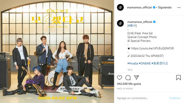 El 25 de marzo, la cuenta oficial de MAMAMOO en Instagram anunció la colaboración  de Hwasa con ONEWE.