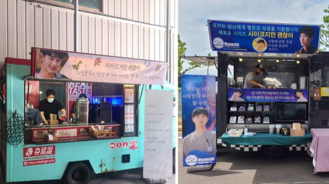 Kim Soo Hyun recibe carros de comida para saludar el último día de grabaciones