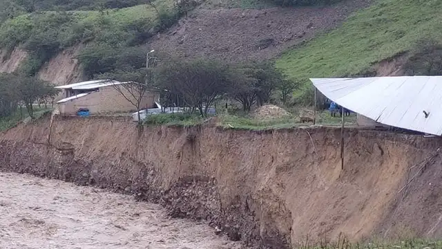 Viviendas a puntos de colapsar por crecida del río Chotano Viviendas a puntos de colapsar por crecida del río Chotano
