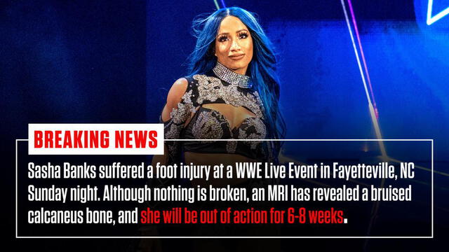 WWE anunció que Sasha Banks está lesionada. Foto: WWE