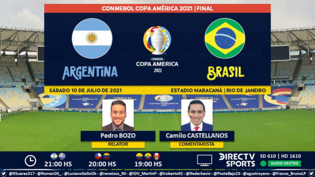 Argentina vs Brasil por DirecTV Sports. Foto: Puntaje Ideal/Twitter
