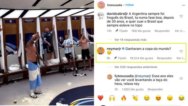 Reacción de Neymar en redes sociales. Foto: captura Instagram Futeousadia