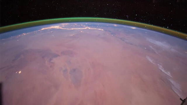 Airglow detectado en la atmósfera de la Tierra. Foto: ESA.