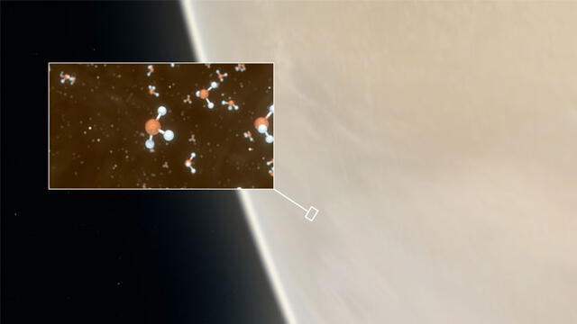 ilustración de la fosfina en la atmósfera de Venus. Credito: ESO / NASA.