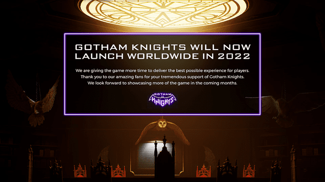 Anuncio oficial sobre la postergación del lanzamiento. Foto: Twitter / @GothamKnights