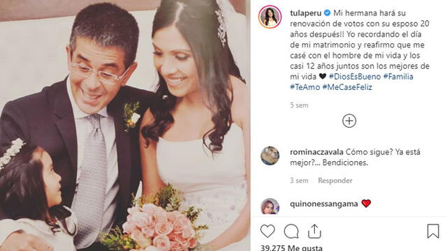 Tula Rodríguez compartió en Instagram sobre su boda con Javier Carmona.