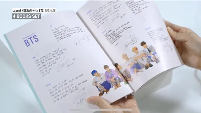 Nuevo libro de aprendizaje de coreano con BTS lanzado por Big Hit. Foto: captura