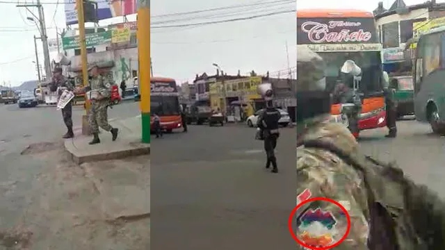 Los militares peruanos no venden periódicos ni tienen ese símbolo en el uniforme.