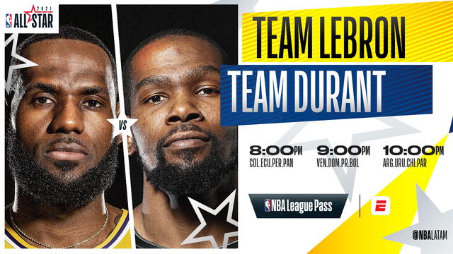LeBron James y Durant estarán presentes en el NBA All Star 2021. Foto: NBA @NBALatam