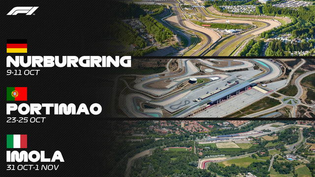 Los tres nuevos circuitos añadidos por la Fórmula 1. (Foto: F1.com)