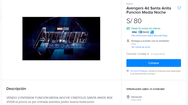 Avengers: Endgame: peruanos ofrecen reventa de boletos para el estreno de película [FOTOS]