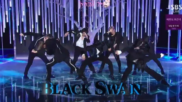 BTS durante las promociones de "Black Swan" en Inkigayo. Foto: SBS