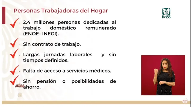 Características laborales de las trabajadoras del hogar en México. (Foto: Captura)