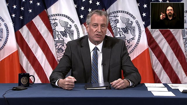 El alcalde de la ciudad de Nueva York, Bill de Blasio, habla durante una conferencia de prensa en Nueva York el 5 de junio. (Foto: CNN)