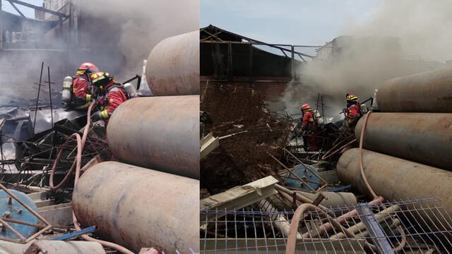 Chilca: incendio consume almacén de madera en la Panamericana Sur [VIDEO]