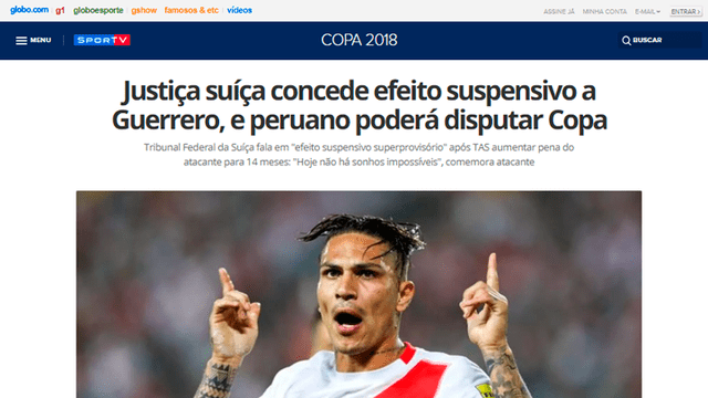 Así informaron los medios internacionales por habilitación de Paolo Guerrero a Rusia 2018