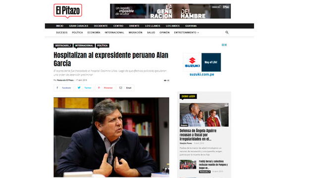 Alan García: medios internacionales informan sobre su intento de suicidio