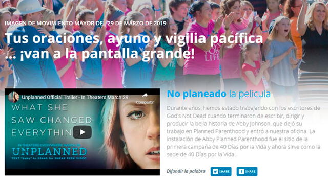 Organización antiabortista colaboró con la película 'Unplanned'.