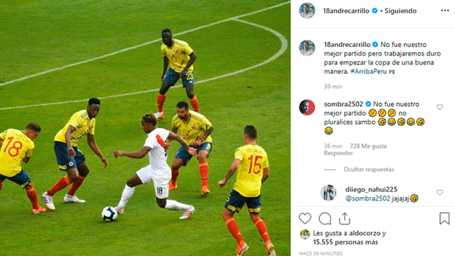 Carrillo hace mea culpa por derrota de Perú, pero Ramos lo trolea con ‘cruel comentario’ [FOTO]