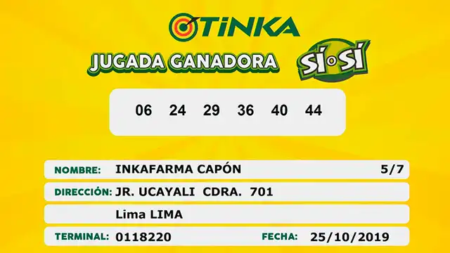 Quinto ganador de la jugada "Sí o Sí".