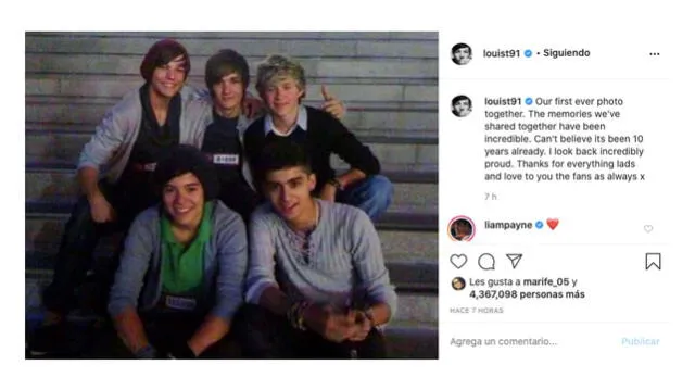 Los integrantes de la 'boy band' compartieron inéditas fotos por motivos de su décimo aniversario. Foto: captura Instagram