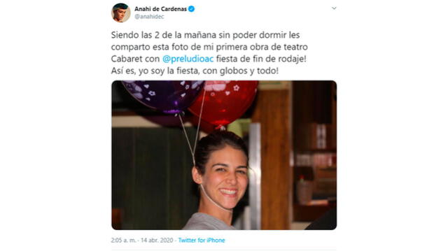 A través de Twitter, la actriz Anahí de Cárdenas compartió con sus seguidores una antigua foto donde muestra su entrañable sonrisa.