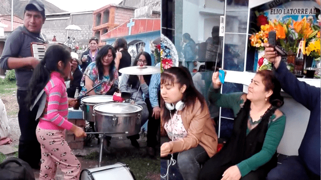Vía Facebook: talentosa niña peruana sorprende al tocar la batería como una experta en cementerio [VIDEO]
