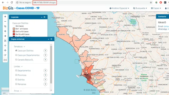 Mapa que registra los casos de COVID-19 en los distritos de Lima es falso
