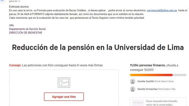 Respuesta a alumno de Universidad de Lima