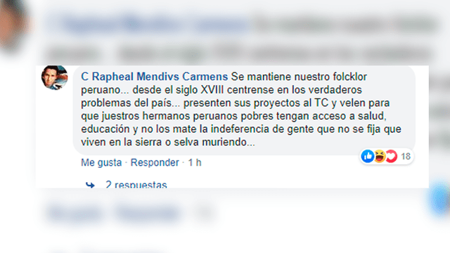 Comentario a favor de la decisión del TC en Facebook.