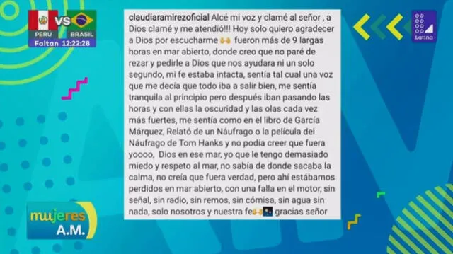 Claudia Ramirez casi pierde la vida durante terrible naufragio en Colombia