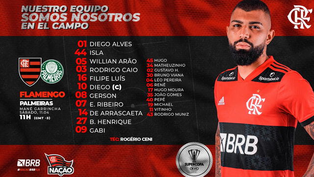 Alineación confirmada de Flamengo.